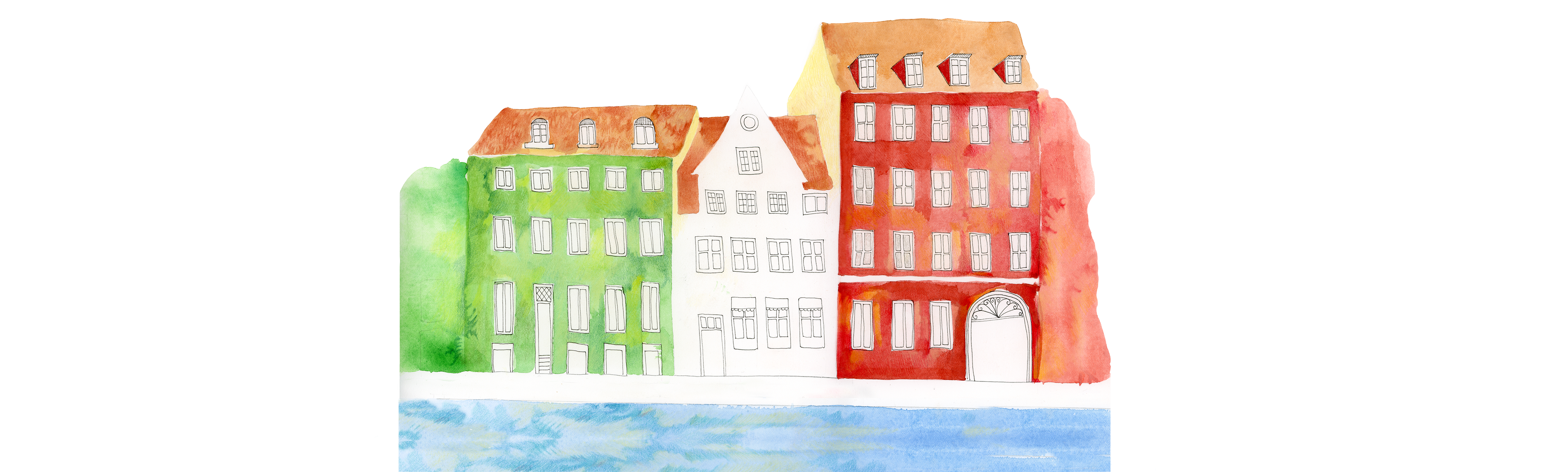 Nyhavn houses with Italian flag colors